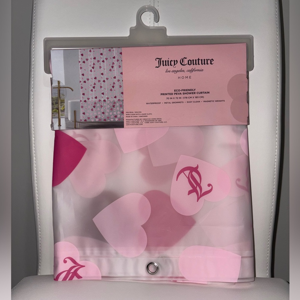 Juicy Couture Pink Heart Shower Curtain
